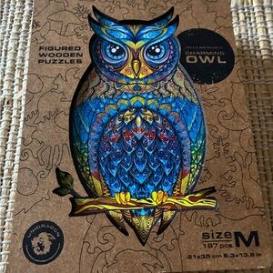 Charming Owl Figured Wooden Puzzle - Blue